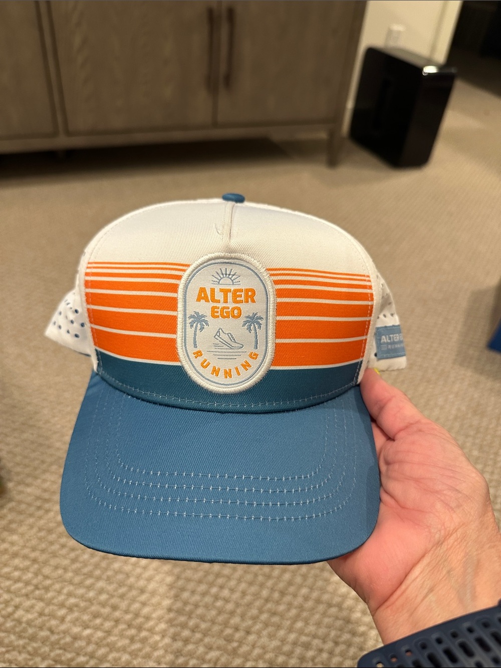 Alter Ego Running Coaster Hat in blue, Orange & White